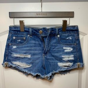 American Eagle Dark Wash Tomgirl Shortie Shorts